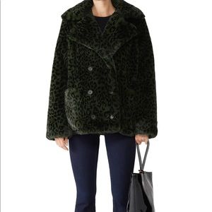 Zadig and Voltaire Miles Leo Faux Fur Coat in dark green